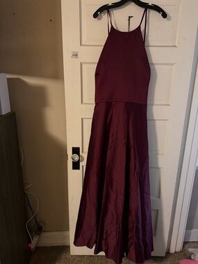Women's Halter Evening Gown in Deep Burgundy